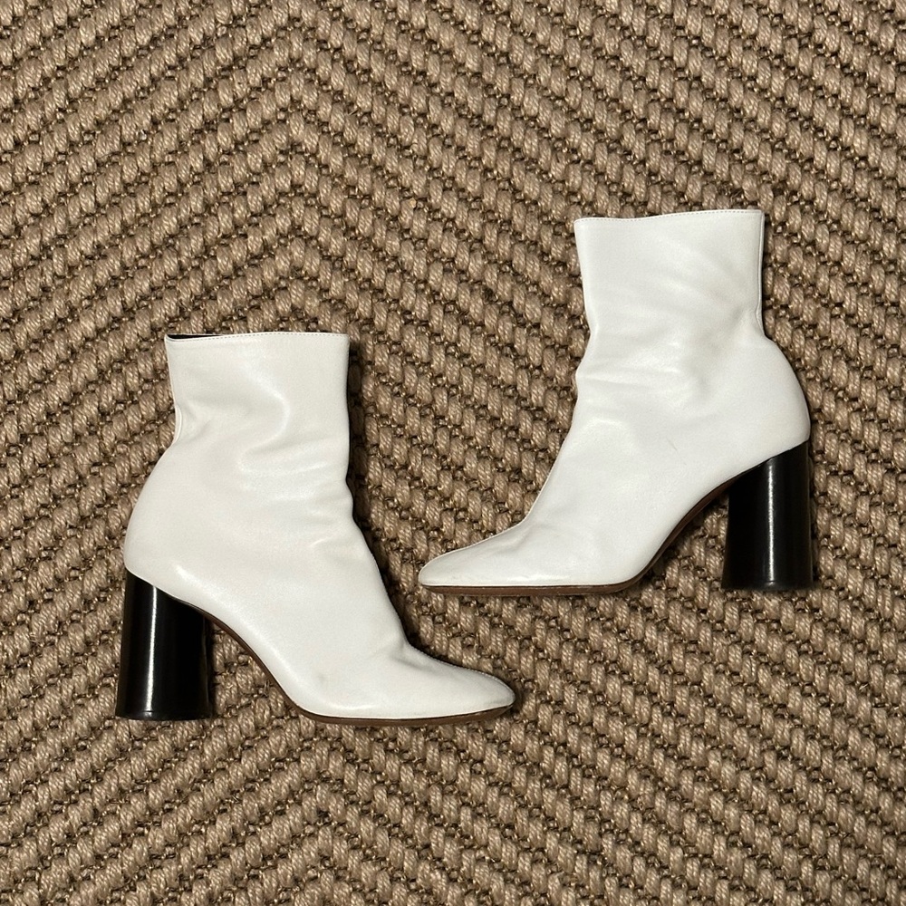 Céline white leather ankle boots